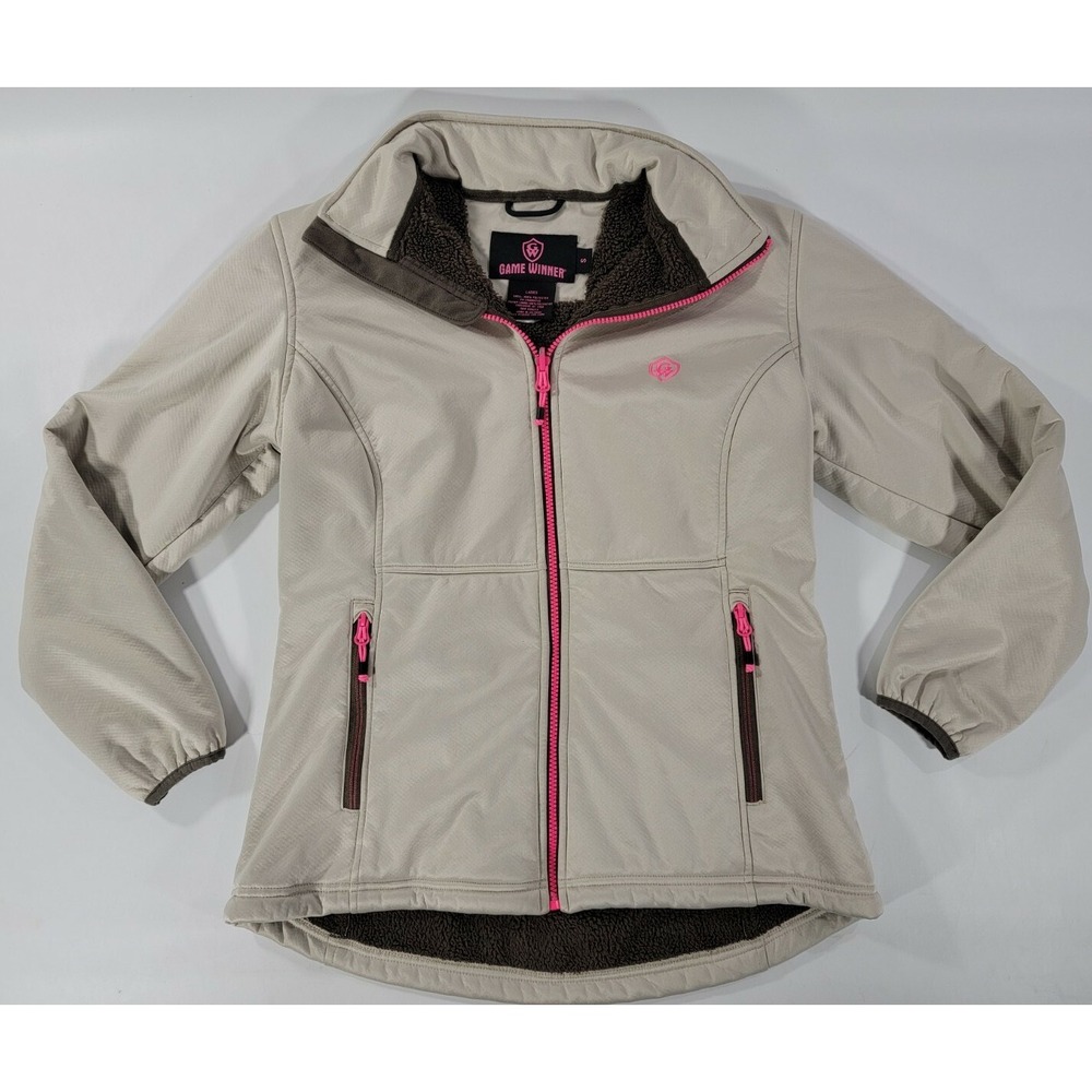 Game Winner Realtree Beige/Tan Pink Zip Soft Shell Jacket Womens Ladies Sz S EUC
